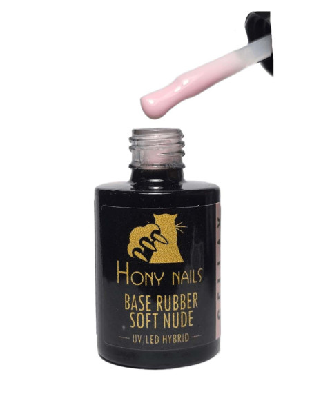 Base Fiber Soft Nude 10 ml – Hony Nails, rosa lattiginoso chiaro con microfibre, utilizzabile anche come base gel