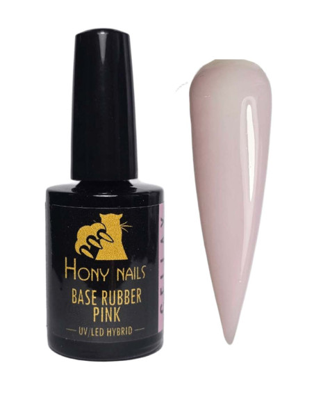 Base Rubber Pink 10 ml – Hony Nails, colore rosa chiaro lattiginoso