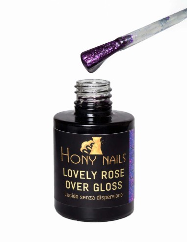 Effetto Lovely Rose Over Gloss su diversi colori con micro glitter rosati