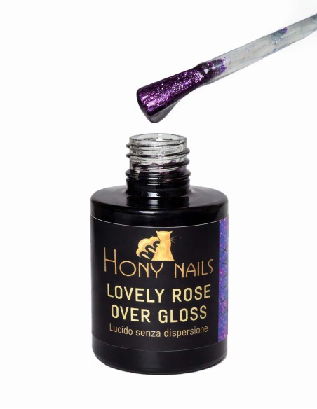Effetto Lovely Rose Over Gloss su diversi colori con micro glitter rosati