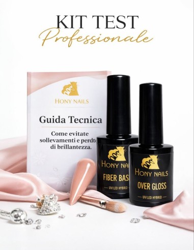 Kit Test Professionale Hony Nails con Fiber Base, lucido senza dispersione e guida tecnica per onicotecniche