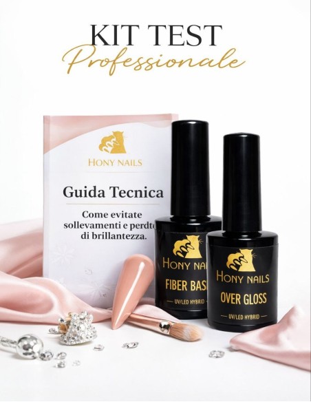 Kit Test Professionale Hony Nails con Fiber Base, lucido senza dispersione e guida tecnica per onicotecniche