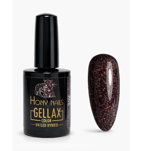 Smalto Semipermanente Hony Nails TPO Free – Rockstar 258, base scura glitterata con riflessi multicolor
