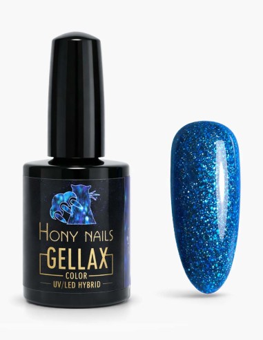 Smalto Semipermanente Hony Nails – Ocean Star Glitter 453, blu oceano con riflessi glitter iridescenti.