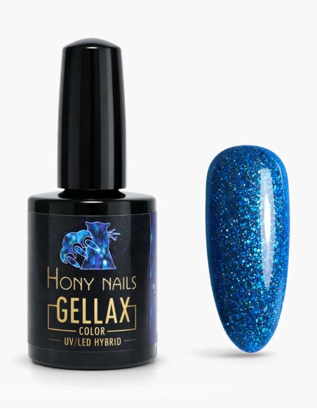 Smalto Semipermanente Hony Nails – Ocean Star Glitter 453, blu oceano con riflessi glitter iridescenti.