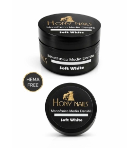 Monofasico Soft White 50ml HEMA free Hony Nails gel lattiginoso medio coprente barattolo aperto 2