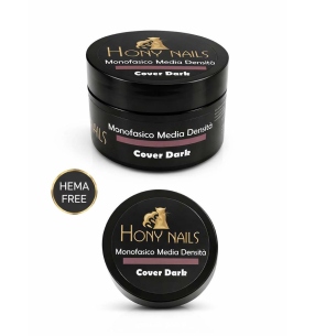 Monofasico Cover Dark 50ml HEMA free Hony Nails gel nude scuro naturale barattolo aperto 2