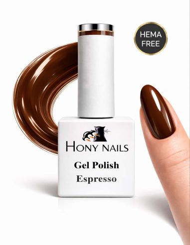 Gel Polish Espresso 12 ml HEMA Free Made in Italy Hony Nails colore marrone intenso lucido