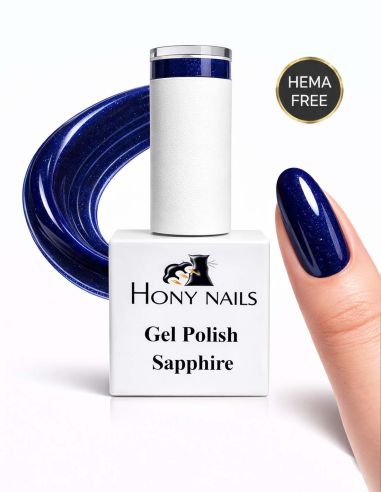 Gel Polish Sapphire Hony Nails blu glitter 12ml semipermanente professionale