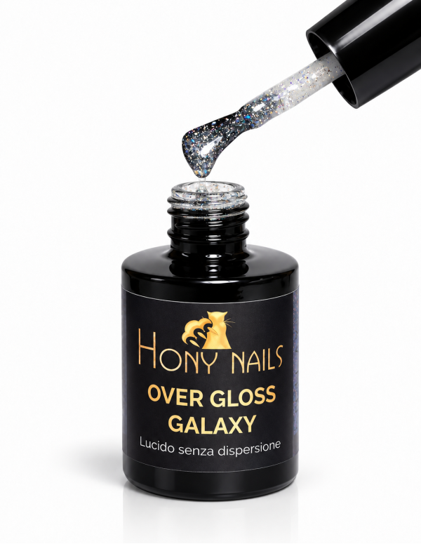 Lucido con microglitter senza dispersione Over Gloss Galaxy 10 ml Hony Nails