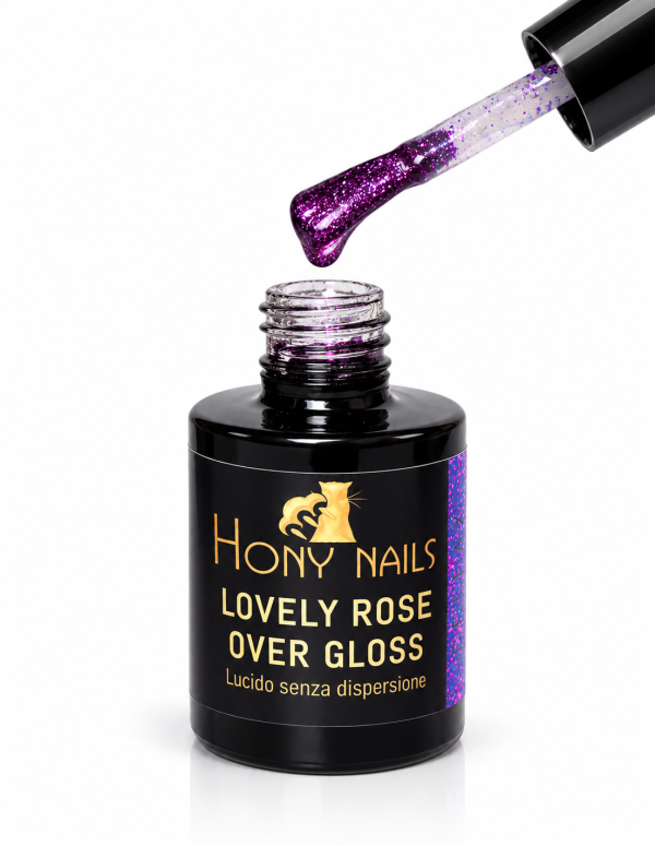 Lucido con microglitter rosati Lovely Rose Over Gloss 10 ml Hony Nails